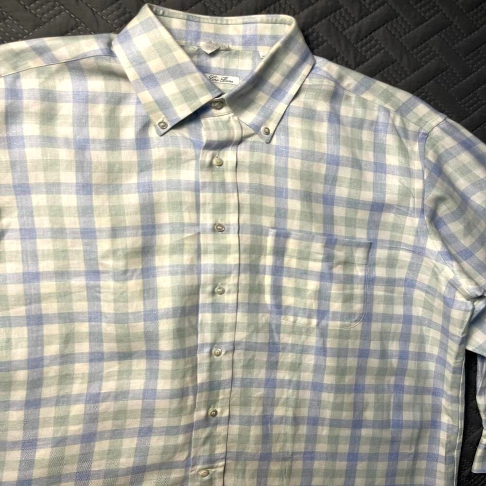 Loro Piana Luxury Linen Shirt Pastel Gingham Plaid Heritage Bespoke Men's XL - Picture 2 of 10